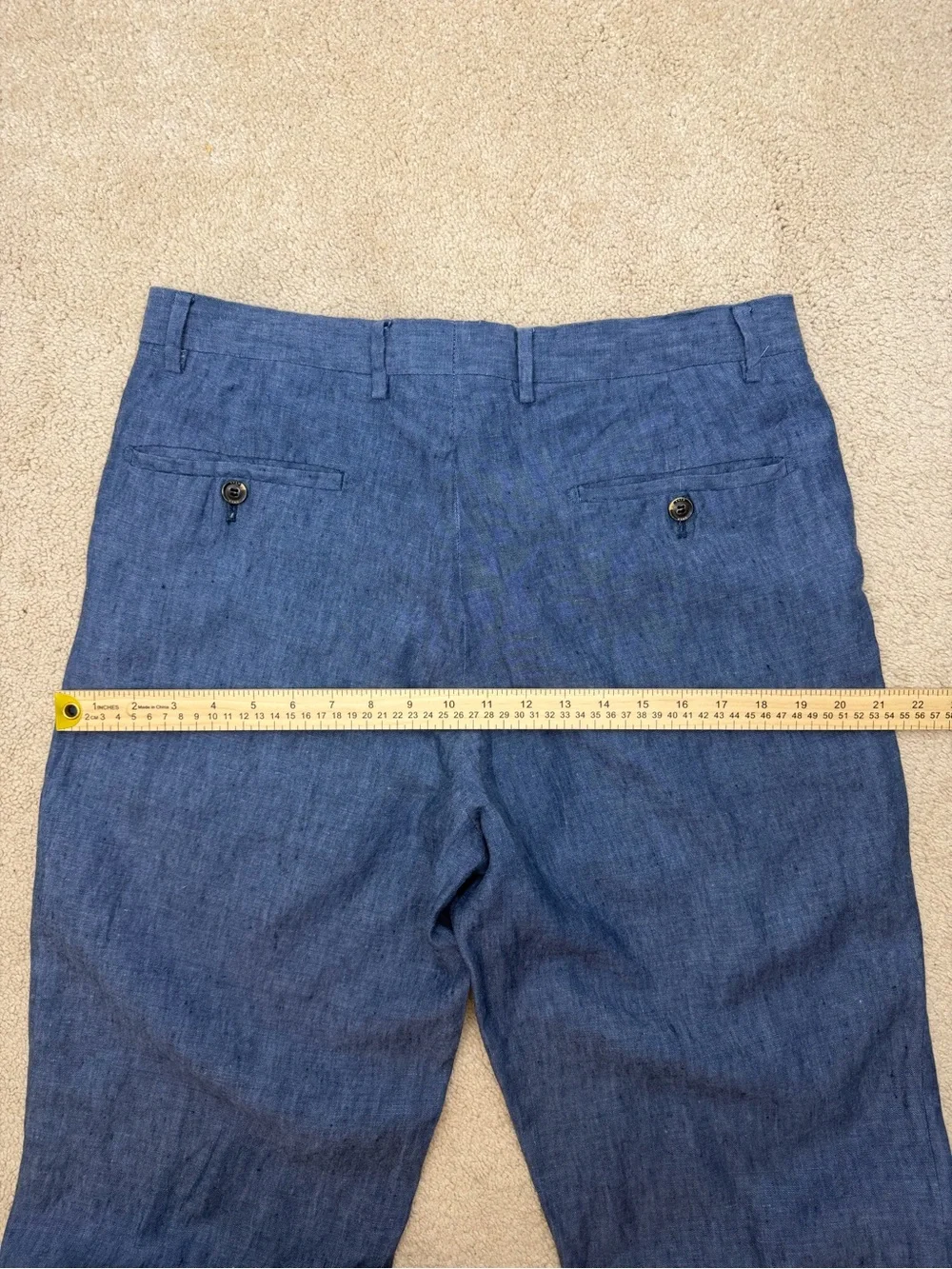 Light Blue Wide Leg Linen Blend Pants